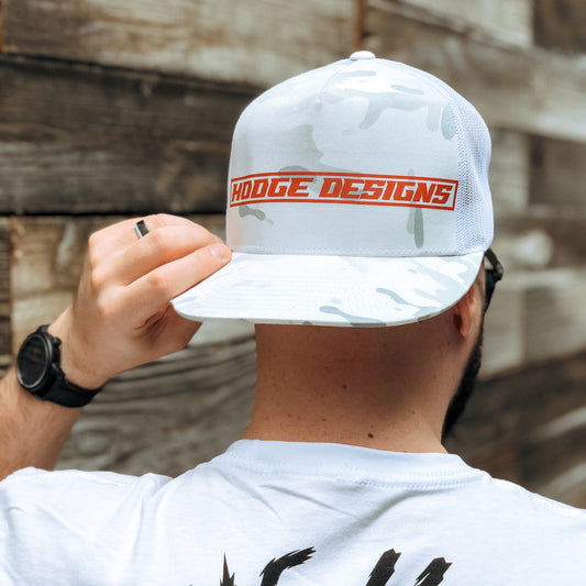 HD Snow Camo Racing Stripe Flat-Bill Snap-Back